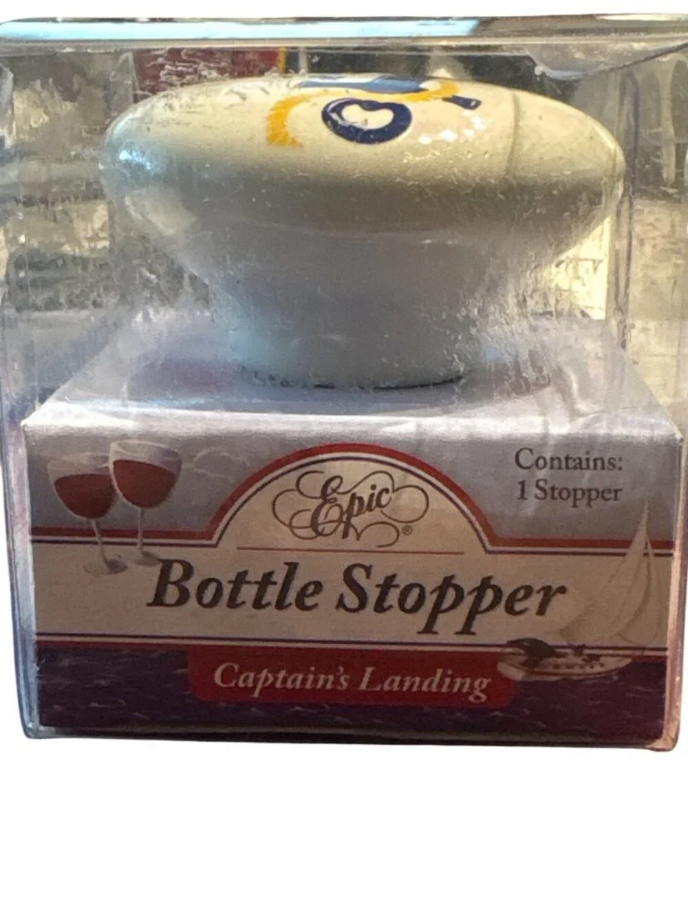 Epic Captains Landing Nautical Themed Ceramic & Cork Wine Bottle Stopper